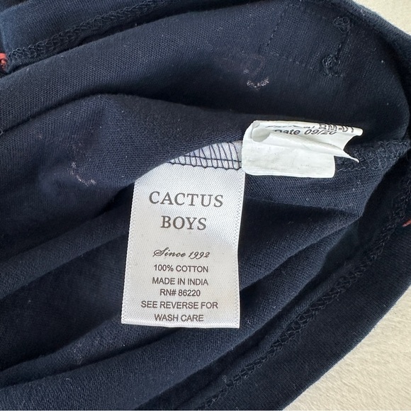 Cactus Boys Christmas Flamingo T-Shirt Navy Blue Size 11/12 Holiday Santa Hat - Picture 6 of 7